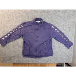 Needle & Thread Mens Medium Purple Lace Up Sleeve Zip Up Sweatshirt Jacket Y2K